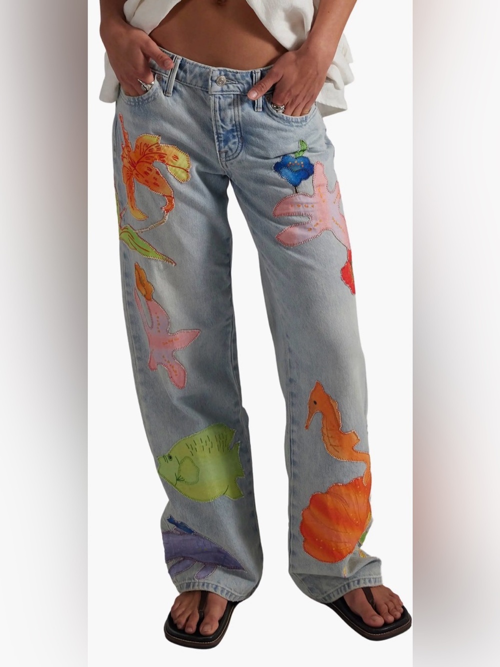 Free People Surfside Patchwork Jeans
